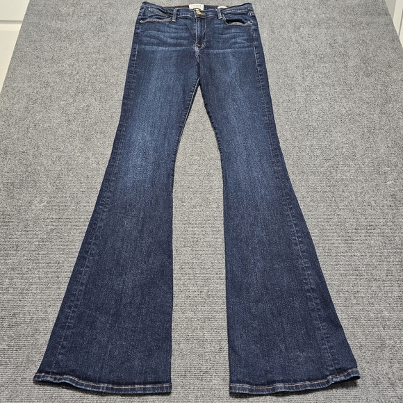 Frame Le High Flare Bells Jeans Women 31x36 TALL Denim Mid Rise Stretch Western - Picture 1 of 14